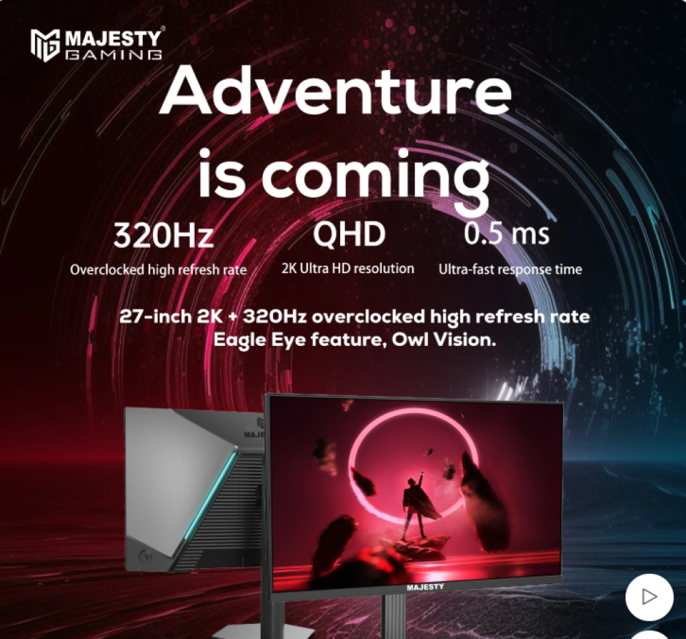 شاشة ألعاب ماجيستي 27 بوصة – QHD 2K، 320Hz، 0.5ms