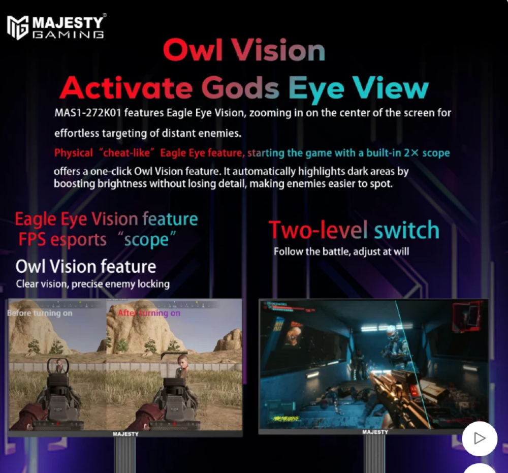 شاشة ألعاب ماجيستي 27 بوصة – QHD 2K، 320Hz، 0.5ms