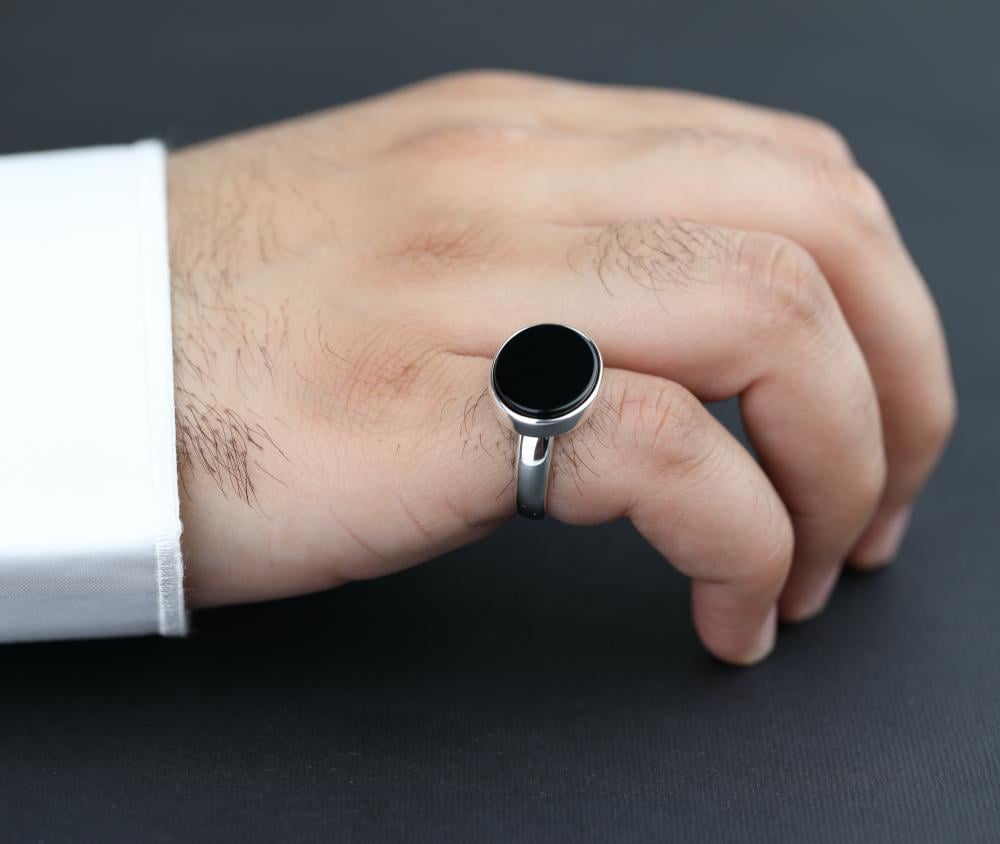 خاتم ملكي اسود عيار 925