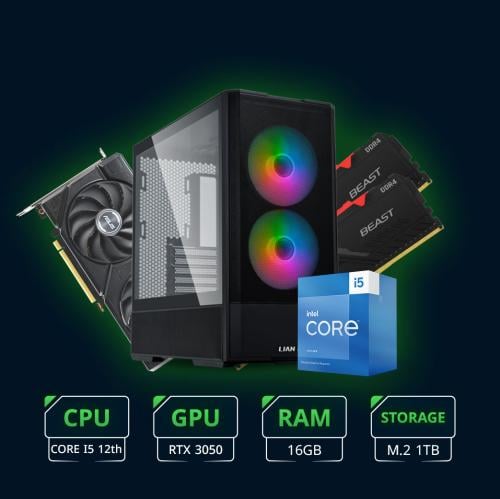 تجميعة RTX 3050 i5-12400F الاقتصادية باللون الاسود
