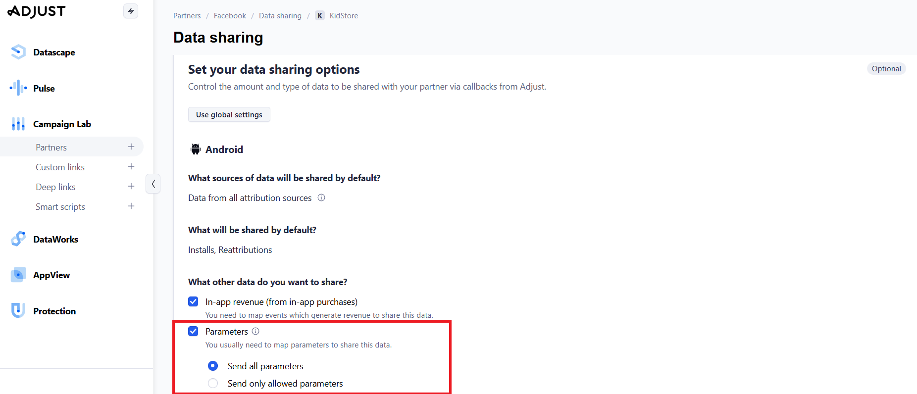 ربط تطبيقك مع منصات الإعلان من خلال Adjust
