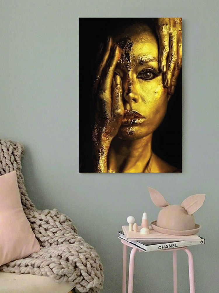 لوحة المرأة أسود و ذهبي خشب ام دي اف مقاس 40x60 سنتيمتر