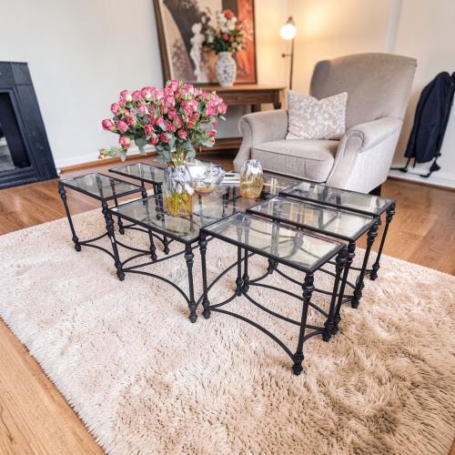 طاولة خدمة مستطيل ديكور مقاس 120 * 70 سم عدد 6 قطع