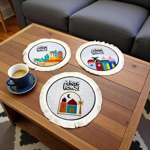 لبادة طاولة دائرية رمضان يجمعنا بالحبة