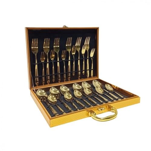 طقم ملاعق وشوك ذهبي