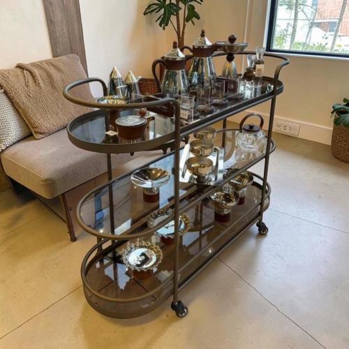 عربية تقديم 3 دور بيضاوي زجاج مقاس 130*38 سم