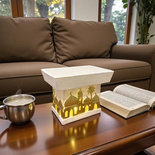 صحن سيراميك بقاعدة رمضان ذهبي