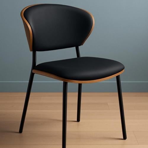 كرسي خشبي طبيعي جلد