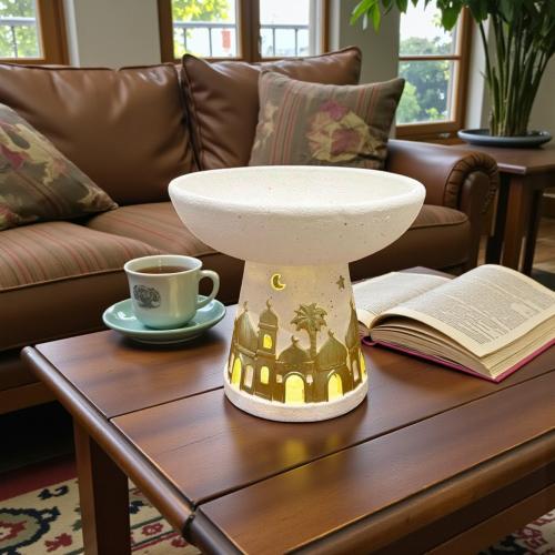 صحن سيراميك بقاعدة رمضان ذهبي