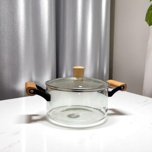 قدر زجاج مع غطاء سعة 2.5 لتر