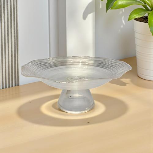 صحن زجاج شفاف بقاعدة