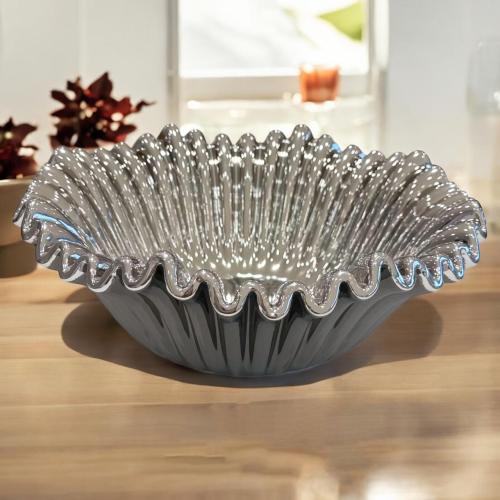 صحن سيراميك فضي