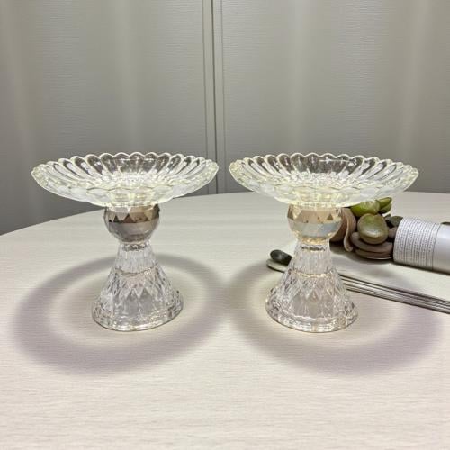 صحن زجاج شفاف بقاعدة بالحبة