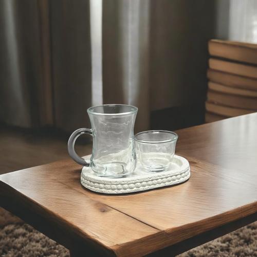 بيالة زجاج + فنجان مع صحن