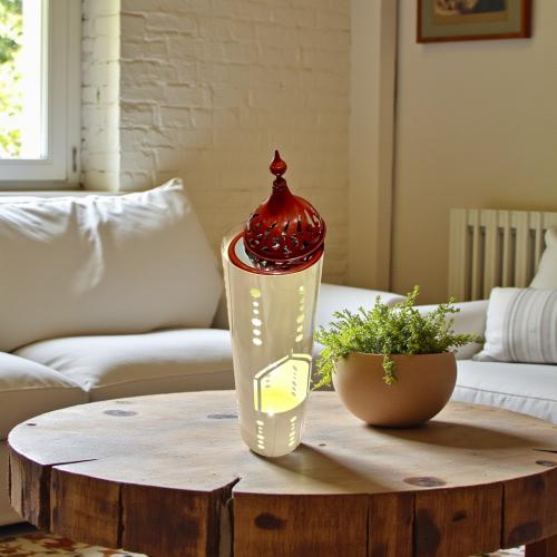 مبخرة بيج معدن بغطاء رمضان