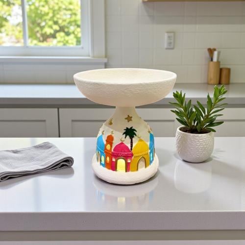 صحن سيراميك بقاعدة رمضان ملون