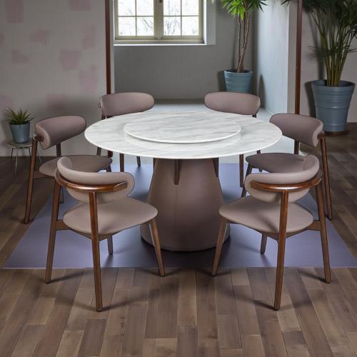 طاولة طعام رخام دائري 6 كرسي