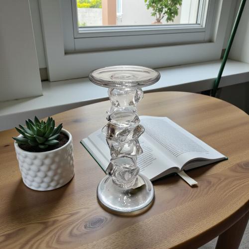 شمعدان زجاج شفاف