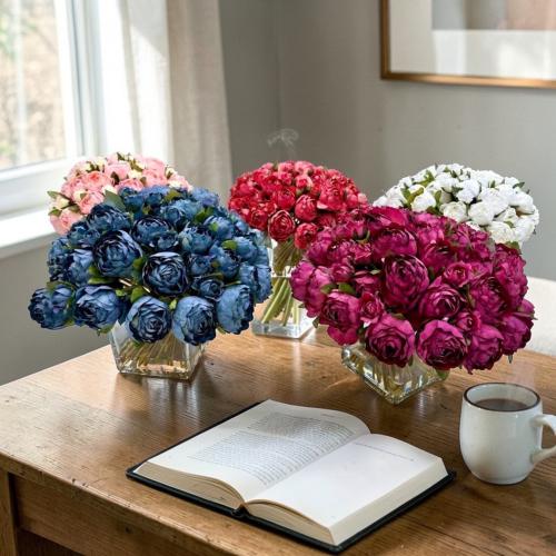 ورد تنسيق ملون فازة زجاج بالحبة