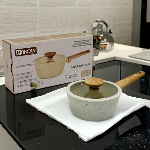 طاوة قلي جرانيت بغطاء زجاج مقاس 20 سم