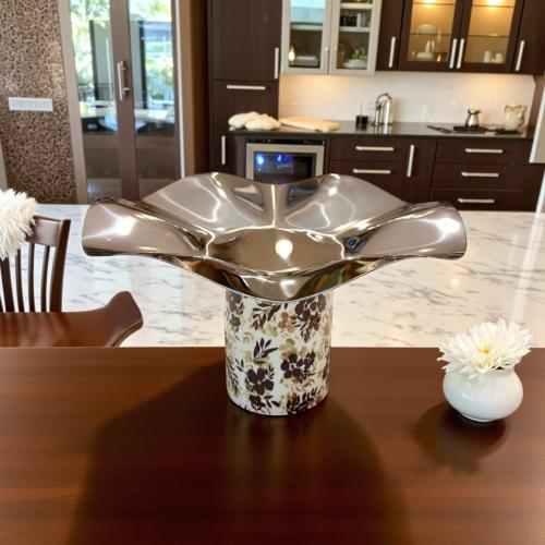 ًصحن استيل بقاعدة