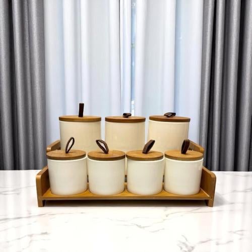 طقم بهارات غطاء خشب 7 حبه