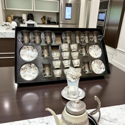 طقم بيالة مع فنجان 36 قطعة