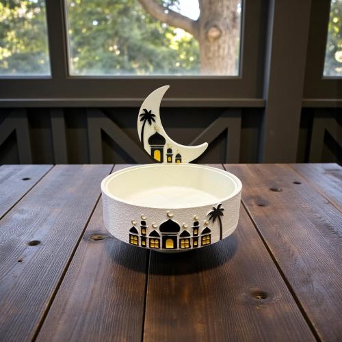 صحن بولي دائري مع هلا رمضان