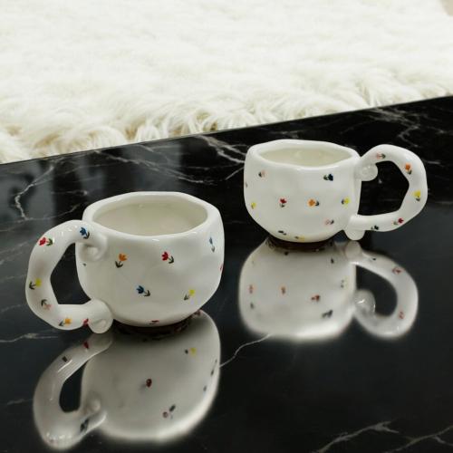 كاسة سيراميك أبيض ورد - بالحبة