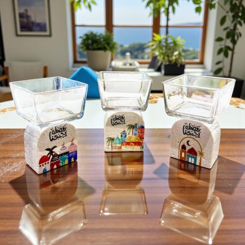 زبدية زجاج بقاعدة بولي رمضان