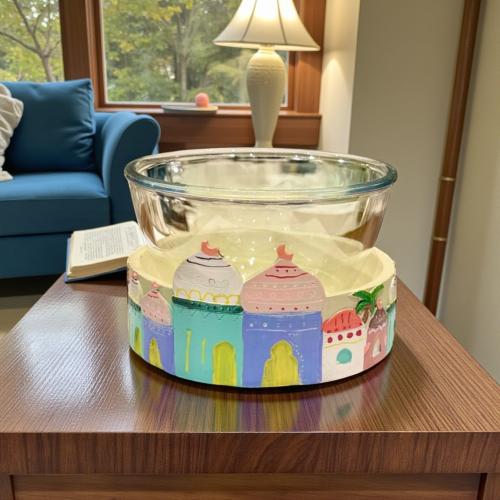 صحن زجاج بقاعدة بولي رمضان