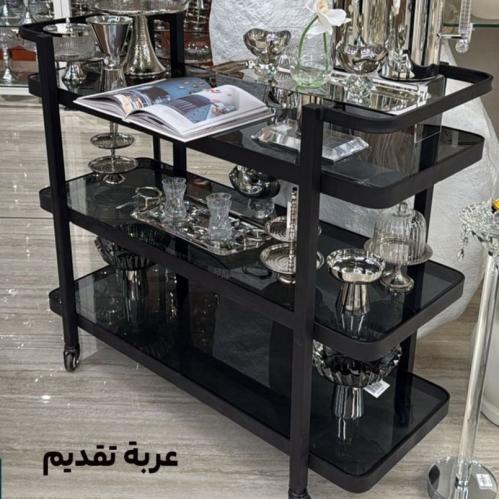 عربية تقديم 3 دور اسود زجاج 40*110 سم