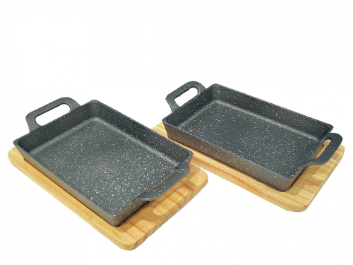 جريل مستطيل أسود بقاعدة خشب بالحبة