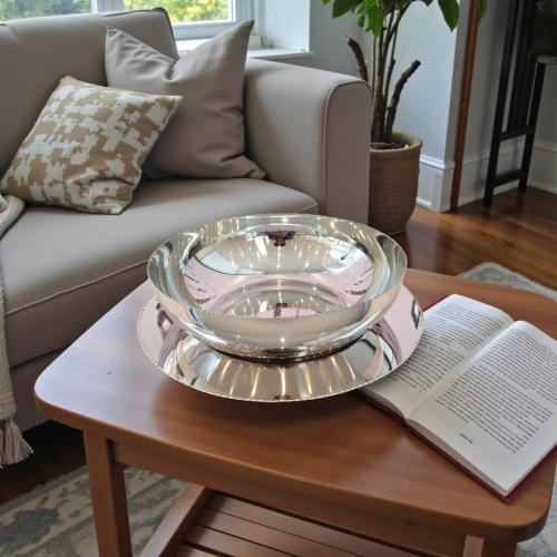 طقم صحن تقديم استيل مع صينية صغيرة