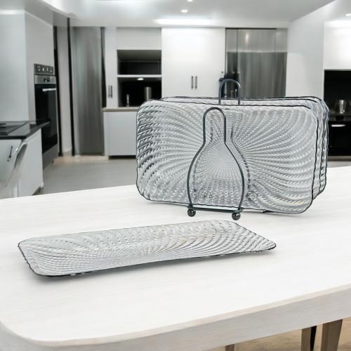 صحون زجاج4 حبه مع استاند