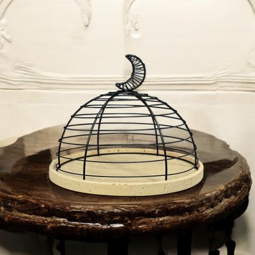 صحن كيك مدور غطاء اسود مقاس 26 سم