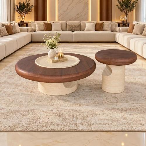 طاولة خشب  ديكور مقاس  90*36 + 50*50