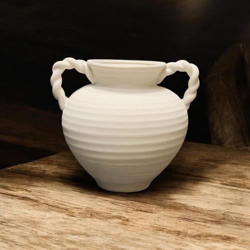 فازة سيراميك أبيض مقاس 25 * 25 سم