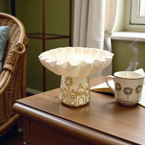 صحن سيراميك بقاعدة رمضان ذهبي