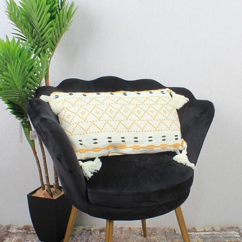 مخدمة قماش ديكور تراثي لون بيج - مستطيل