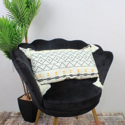 مخدمة قماش ديكور تراثي لون كحلي - مستطيل