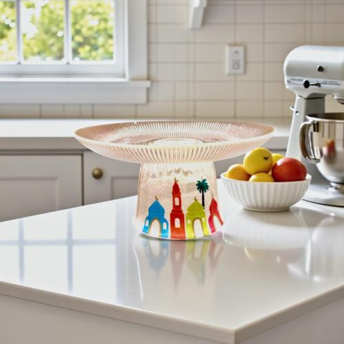 صحن زجاج بقاعدة فنجان رمضان