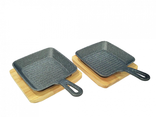 جريل مربع أسود بقاعدة خشب بالحبة