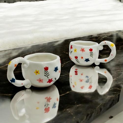 كاسة سيراميك أبيض ورد - بالحبة