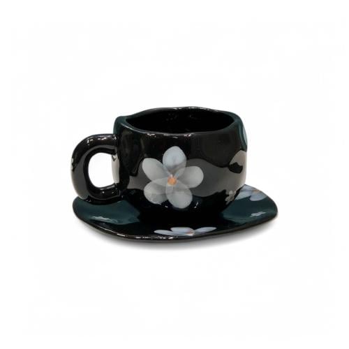 كاسة سيراميك مع صحن