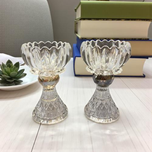 صحن زجاج شفاف بقاعدة بالحبة