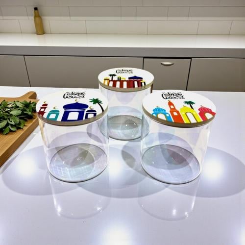 برطمان زجاج بغطاء رمضان يجمعنا بالحيه