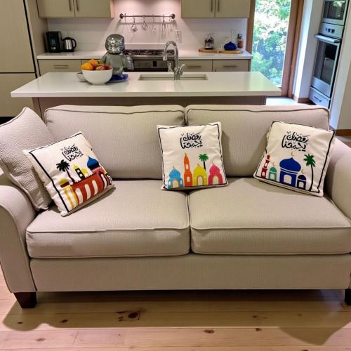 مخدة قماش رمضان يجمعنا بالحبة