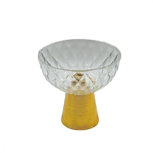 صحن مكسرات زجاج بقاعدة ذهبي