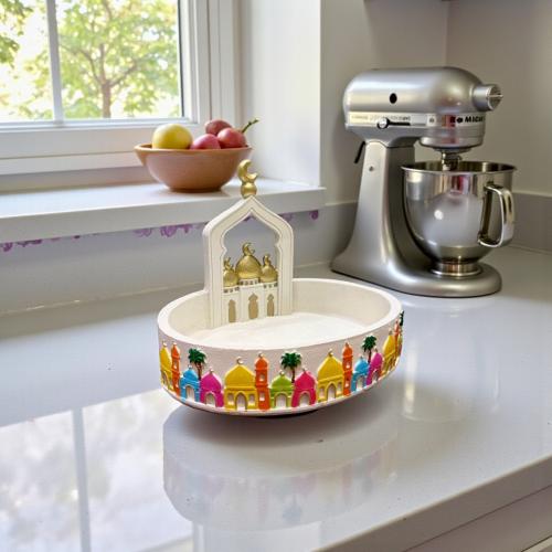 صحن سيراميك رمضان ملون